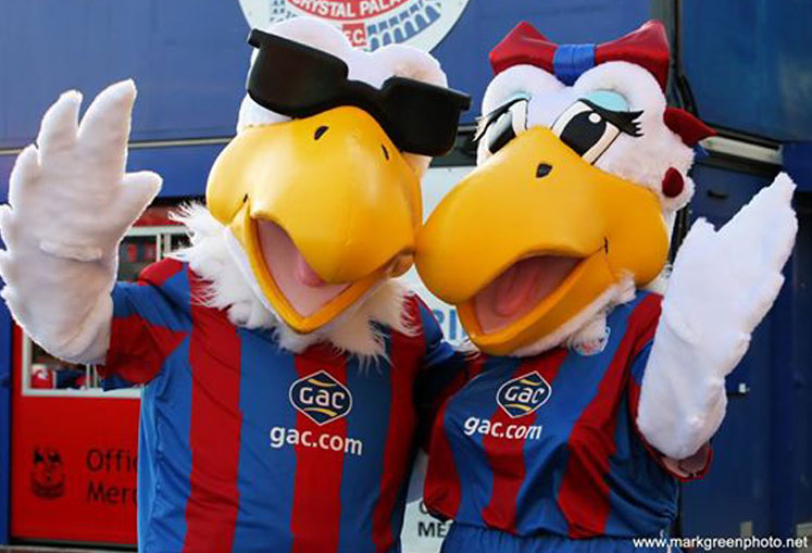 Premier side - Crystal Palace Football Club mascots, The Eagles - Peter and Alice.